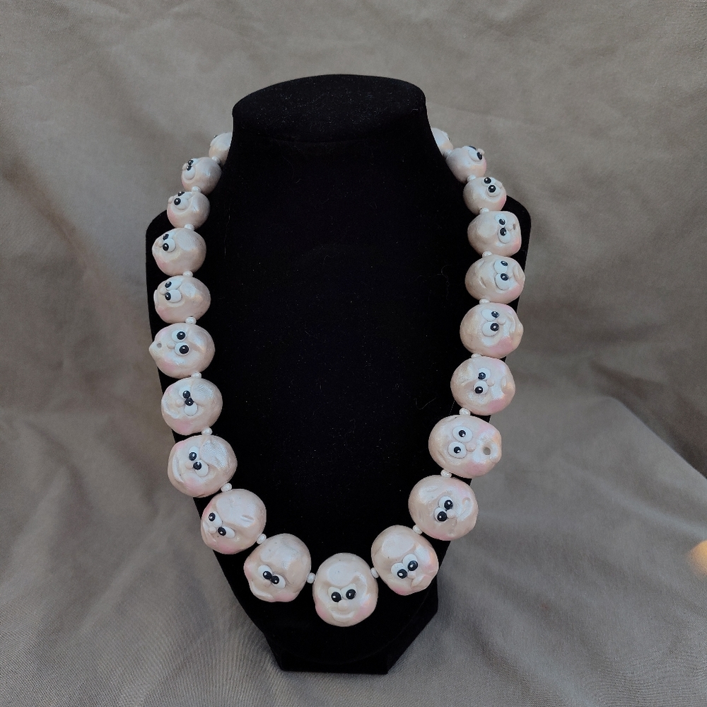 🌊🐚Pearl🐬Funny 🐚Face 🐚Necklace